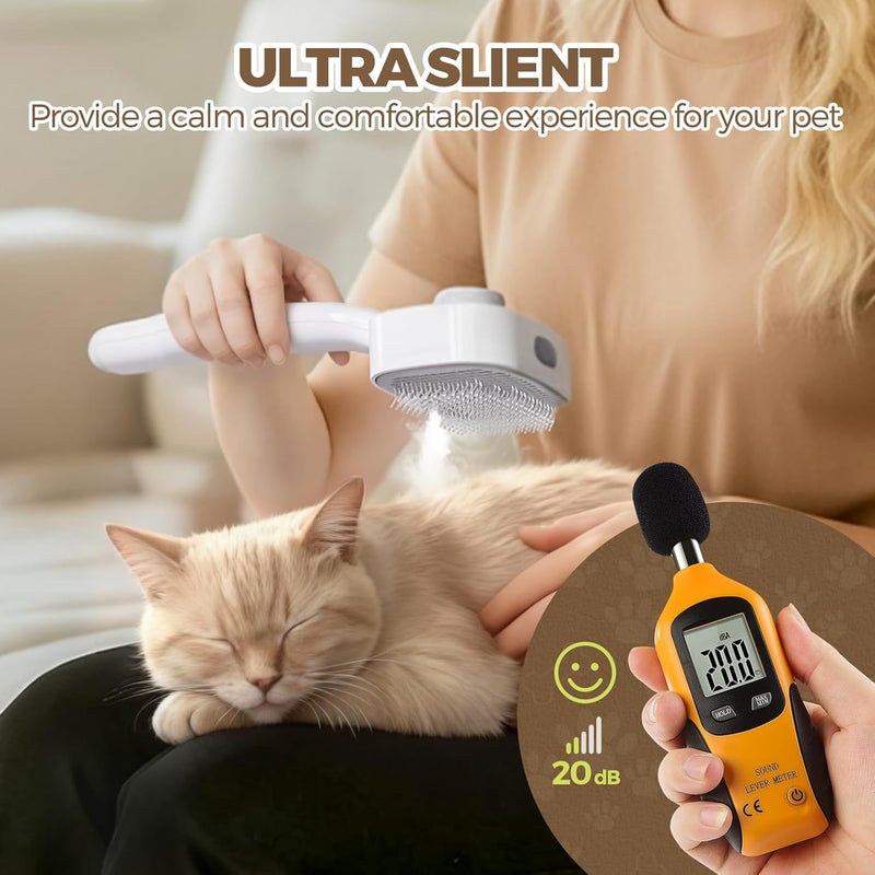 Doffur Cat Steam Brush for Dogs and Cats - Dog Steam Grooming Rechargeable Brush for Shedding Control - Self Cleaning Spay Comb with Mist and 2 Mins Timer for Long & Short Haired Pets - Image 4